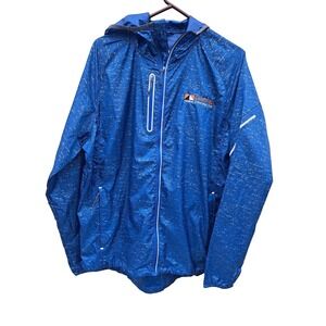 Elevate Men's Blue WINDBREAKER  Rain Jacket With Hood Full Zip For Contractor L